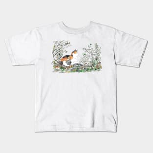 Calico Cat In The Garden Kids T-Shirt